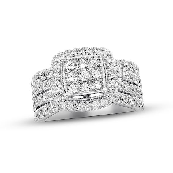 Previously Owned Diamond Engagement Ring 2 ct tw Princess & Round-cut 10K White Gold