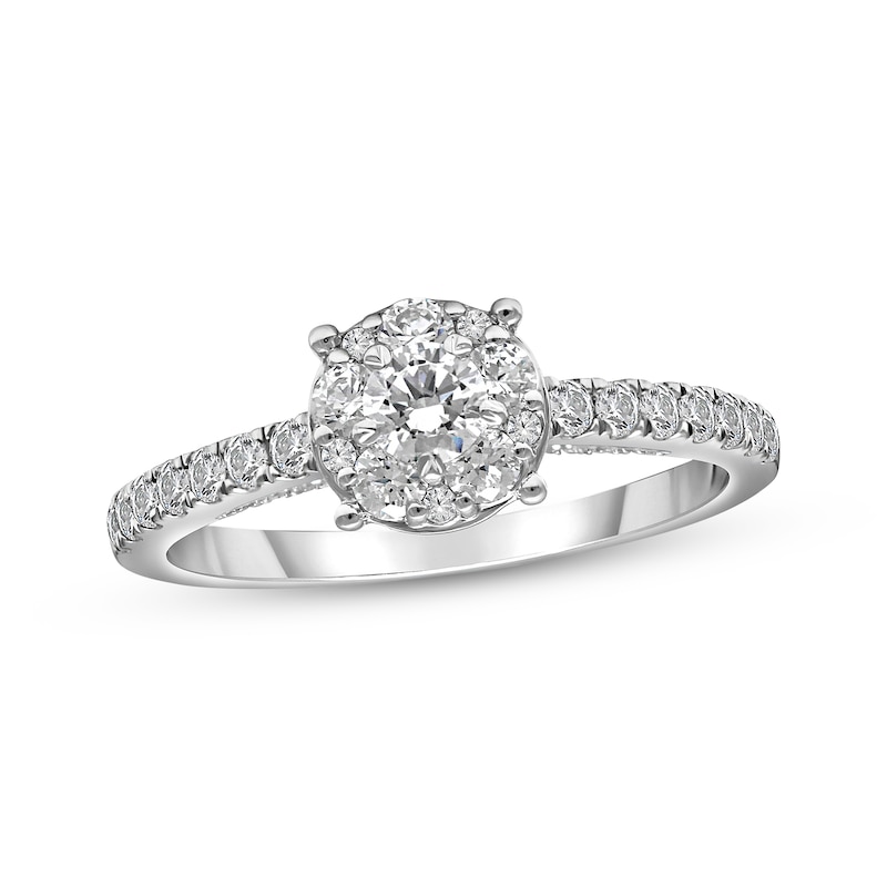 Main Image 1 of Previously Owned Diamond Engagement Ring 1 ct tw Round-cut 14K White Gold