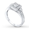 Previously Owned Diamond Ring 1/3 ct tw Princess, Baguette & Round-cut 10K White Gold