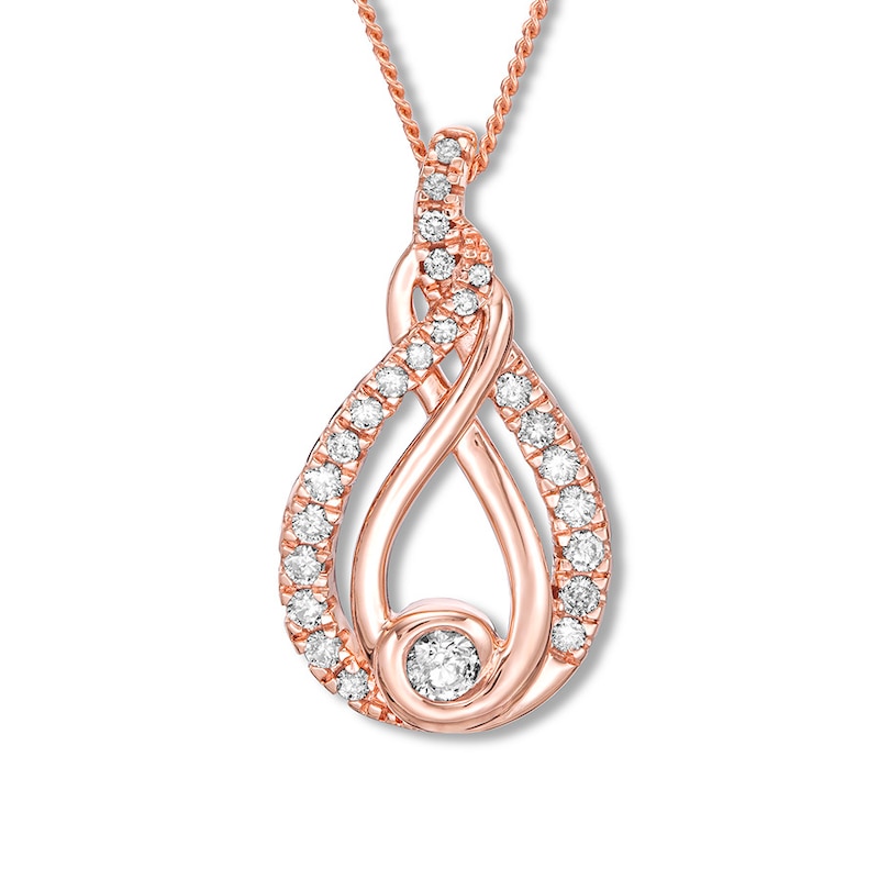 Main Image 1 of Previously Owned Interwoven Diamond Necklace 1/2 ct tw Round-cut 10K Rose Gold 19&quot;