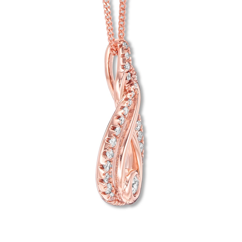 Main Image 2 of Previously Owned Interwoven Diamond Necklace 1/2 ct tw Round-cut 10K Rose Gold 19&quot;