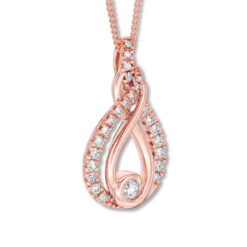 Main Image 3 of Previously Owned Interwoven Diamond Necklace 1/2 ct tw Round-cut 10K Rose Gold 19&quot;