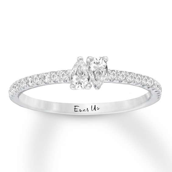 Previously Owned Ever Us Diamond Ring 1/3 ct tw Pear/Round 10K White Gold