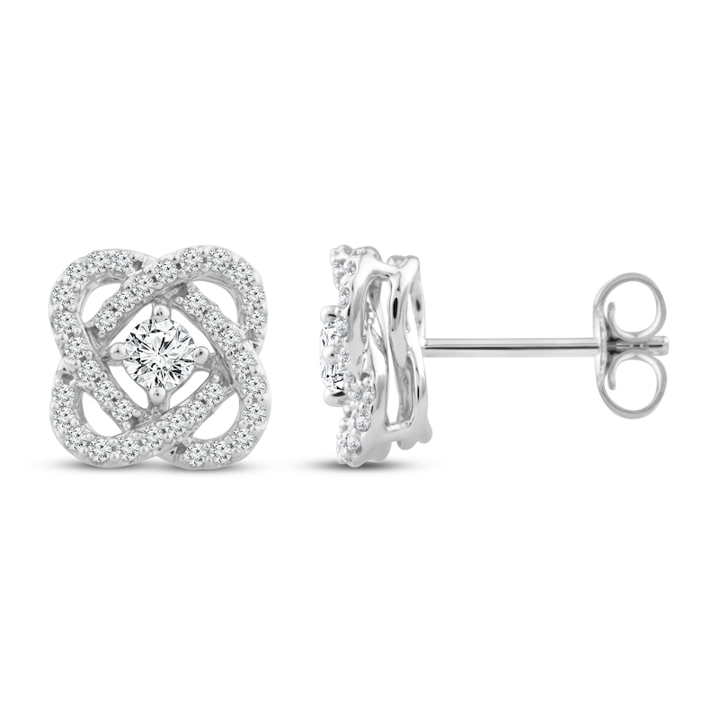 Previously Owned Center of Me Diamond Stud Earrings 1/2 ct tw 10K White Gold
