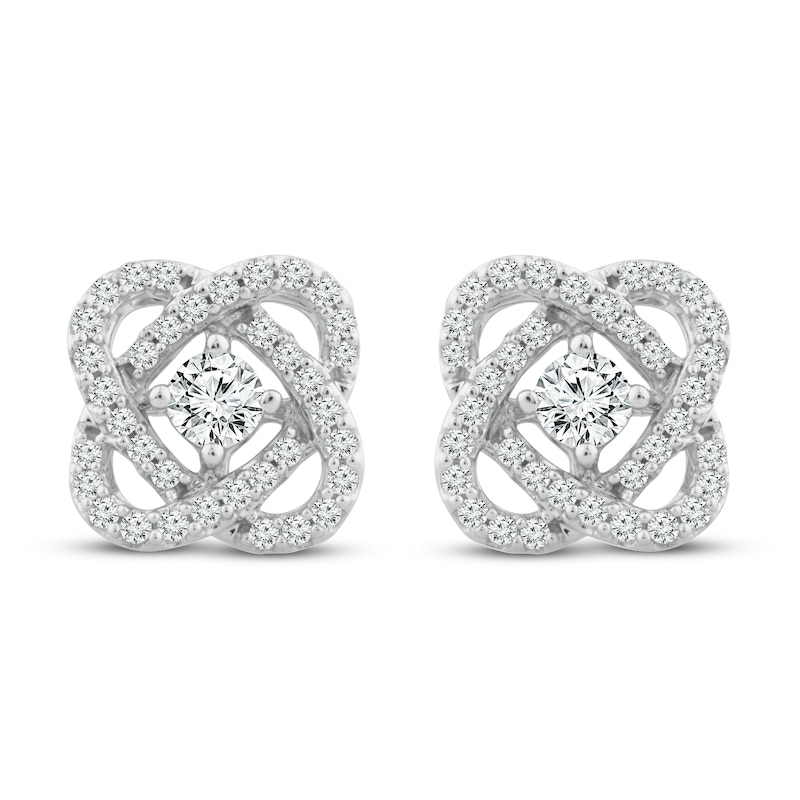 Previously Owned Center of Me Diamond Stud Earrings 1/2 ct tw 10K White Gold