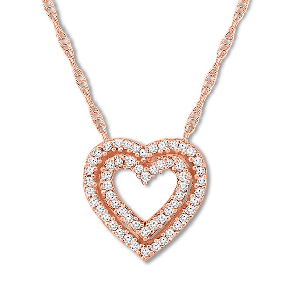 Previously Owned Diamond Heart Necklace 1/8 Carat tw 10K Rose Gold