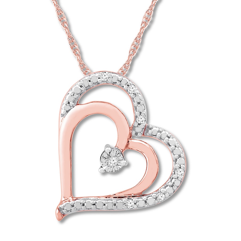 Previously Owned Diamond Heart Necklace 10K Rose Gold