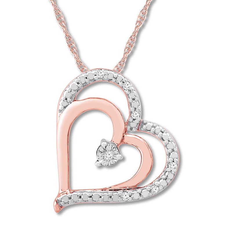 Main Image 1 of Previously Owned Diamond Heart Necklace 10K Rose Gold