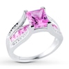 Thumbnail Image 1 of Previously Owned Lab-Created Sapphire Ring 1/10 ct tw Diamonds Sterling Silver
