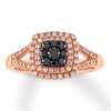 Thumbnail Image 1 of Previously Owned Black & White Diamond Ring 3/8 ct tw Round-cut 10K Rose Gold