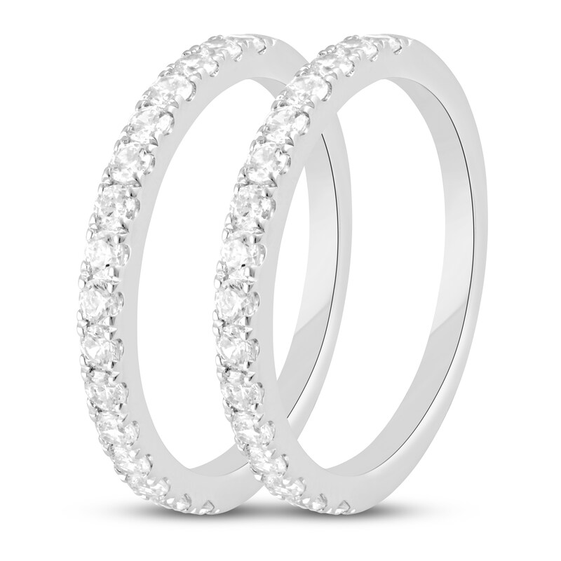 Main Image 2 of Previously Owned Double Wedding Band 1 ct tw Round-cut 10K White Gold