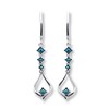 Thumbnail Image 1 of Previously Owned Blue Diamond Dangle Earrings 1/8 ct tw Sterling Silver