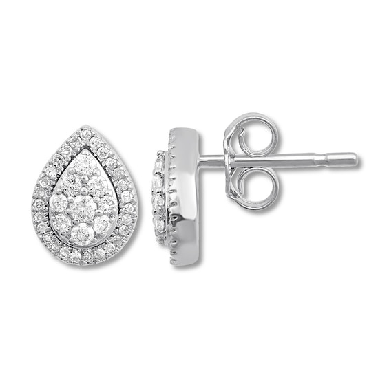Previously Owned Diamond Teardrop Earrings 1/4 ct tw Round-cut 10K White Gold