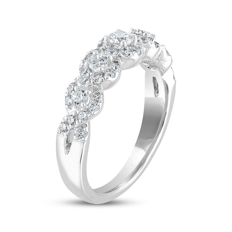 Main Image 2 of Previously Owned THE LEO Diamond Anniversary Ring 3/4 ct tw Round-cut 14K White Gold