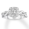 Thumbnail Image 1 of Previously Owned THE LEO Diamond Engagement Ring 3/4 ct tw Princess & Round-cut 14K White Gold