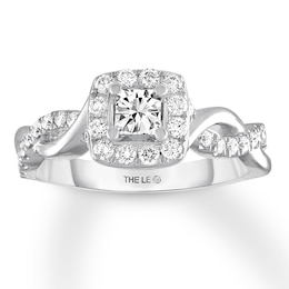 Previously Owned THE LEO Diamond Engagement Ring 3/4 ct tw Princess & Round-cut 14K White Gold
