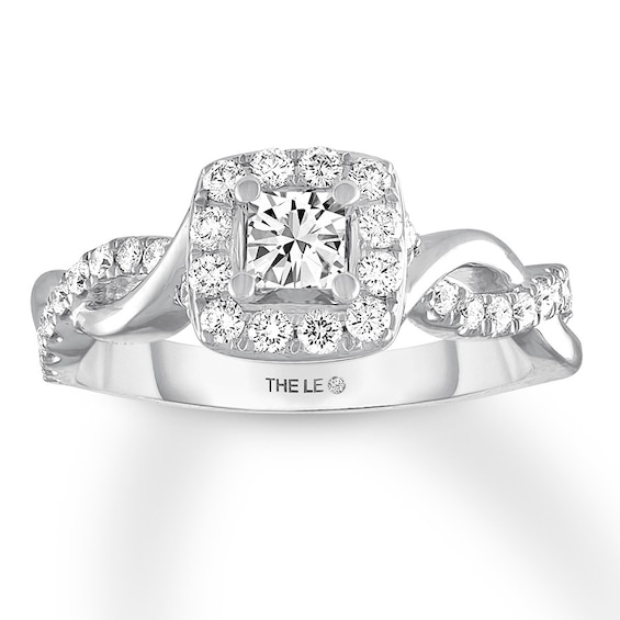 Previously Owned THE LEO Diamond Engagement Ring 3/4 ct tw Princess & Round-cut 14K White Gold