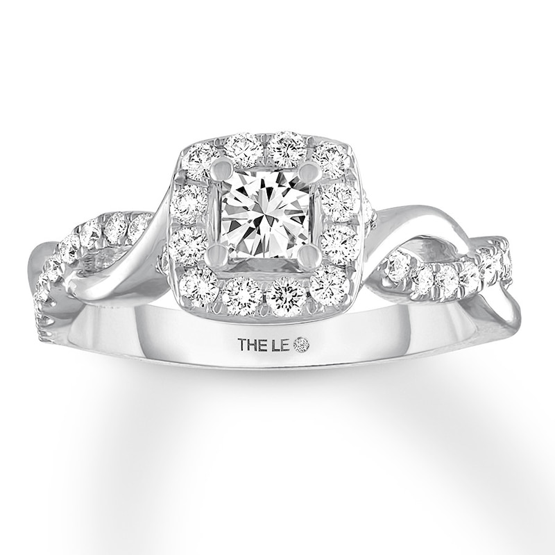 Main Image 1 of Previously Owned THE LEO Diamond Engagement Ring 3/4 ct tw Princess & Round-cut 14K White Gold