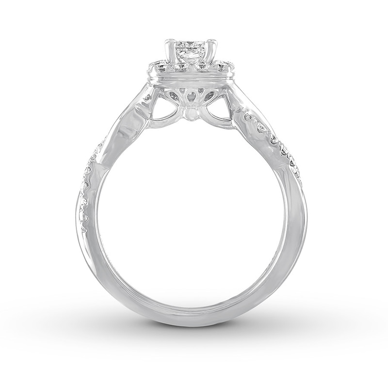 Main Image 2 of Previously Owned THE LEO Diamond Engagement Ring 3/4 ct tw Princess & Round-cut 14K White Gold