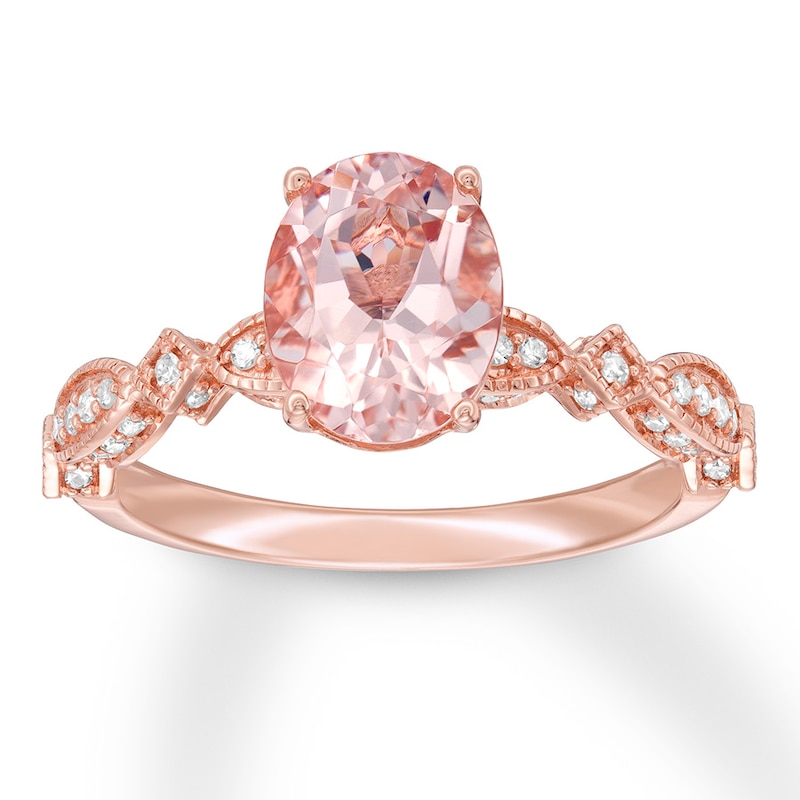 Main Image 1 of Previously Owned Morganite Engagement Ring 1/4 ct tw Round-cut Diamonds 14K Rose Gold