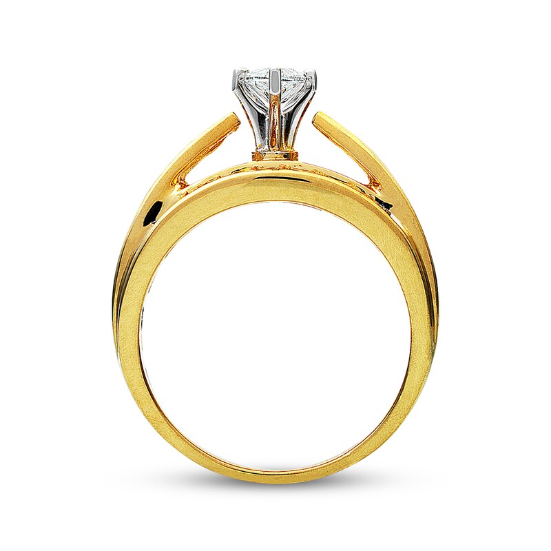 Main Image 3 of Previously Owned Diamond Engagement Ring 1-1/2 ct tw Marquise, Baguette & Round-cut 14K Yellow Gold - Size 10