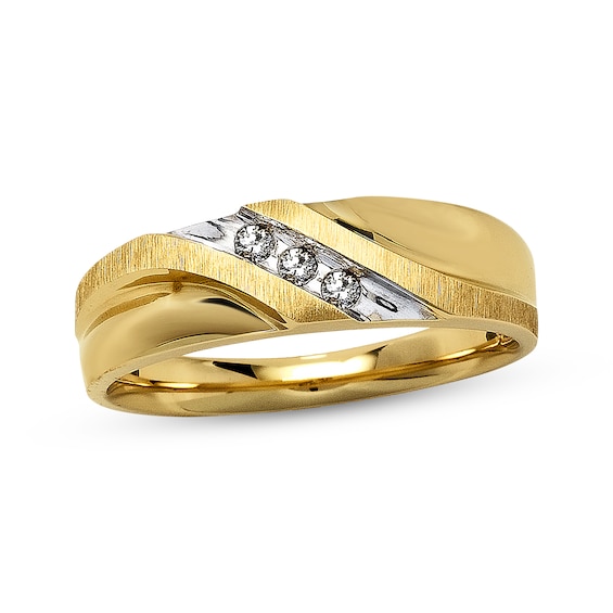 Previously Owned Men's Wedding Band 1/10 cttw Diamonds Round-cut 10K Yellow Gold Size 7.25