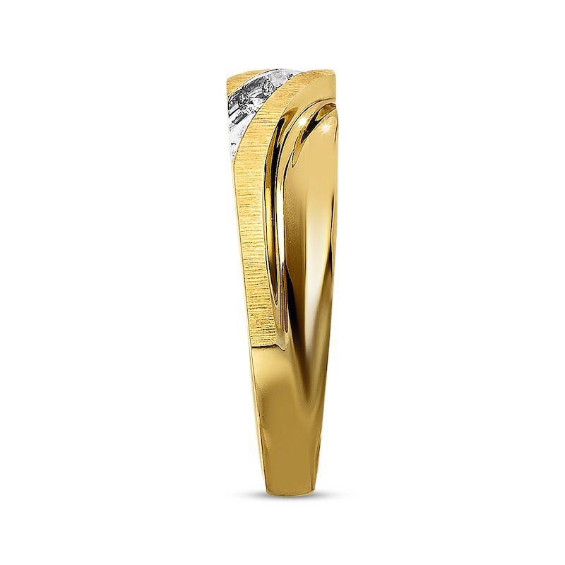 Main Image 2 of Previously Owned Men's Wedding Band 1/10 cttw Diamonds Round-cut 10K Yellow Gold - Size 7.25