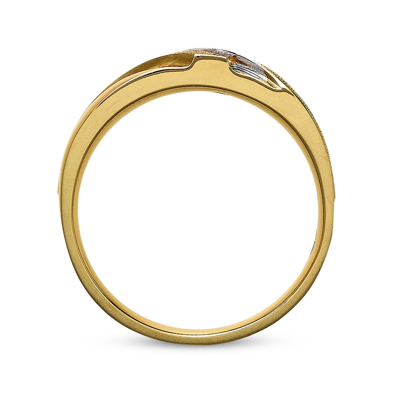 Main Image 3 of Previously Owned Men's Wedding Band 1/10 cttw Diamonds Round-cut 10K Yellow Gold - Size 7.25