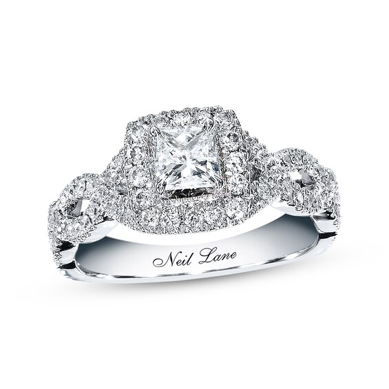 Previously Owned Neil Lane Diamond Engagement Ring 1 ct tw Princess & Round-cut 14K White Gold Size 4.5