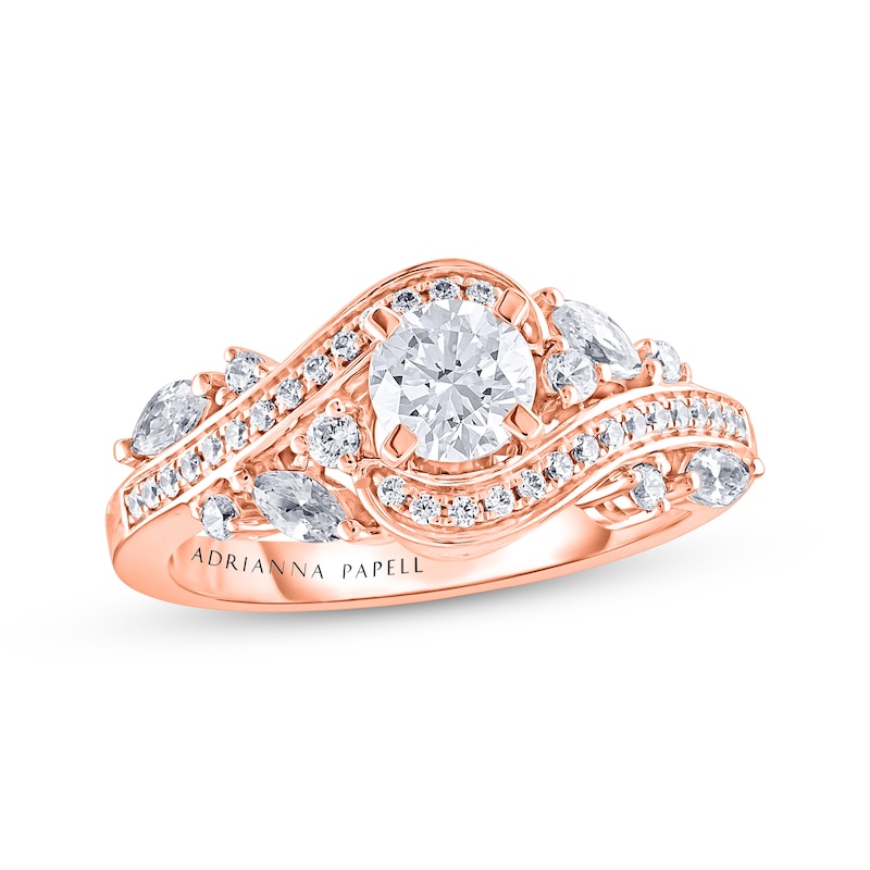 Previously Owned Adrianna Papell Diamond Engagement Ring 1 ct tw Round & Marquise-cut 14K Rose Gold - Size 10