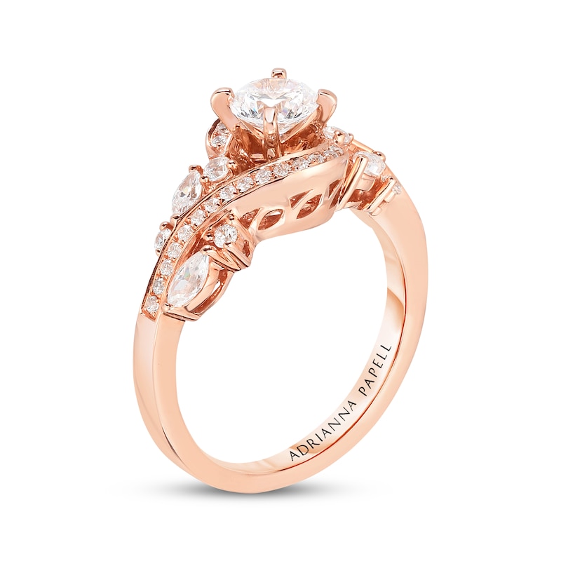 Previously Owned Adrianna Papell Diamond Engagement Ring 1 ct tw Round & Marquise-cut 14K Rose Gold - Size 10