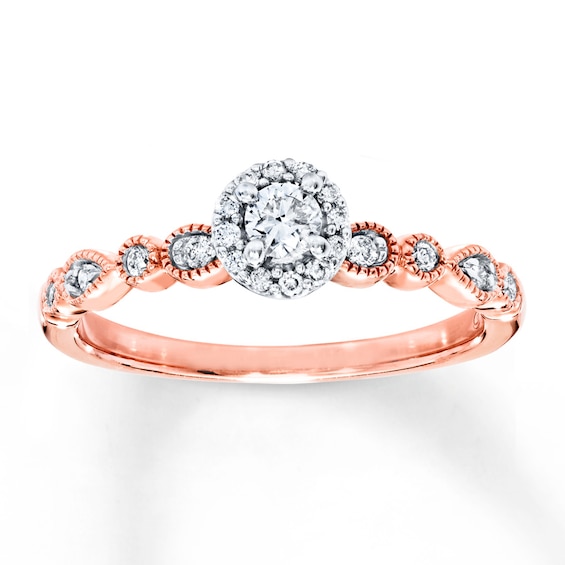 Previously Owned Diamond Engagement Ring 1/4 ct tw Round-cut 10K Two-Tone Gold Size 3.5