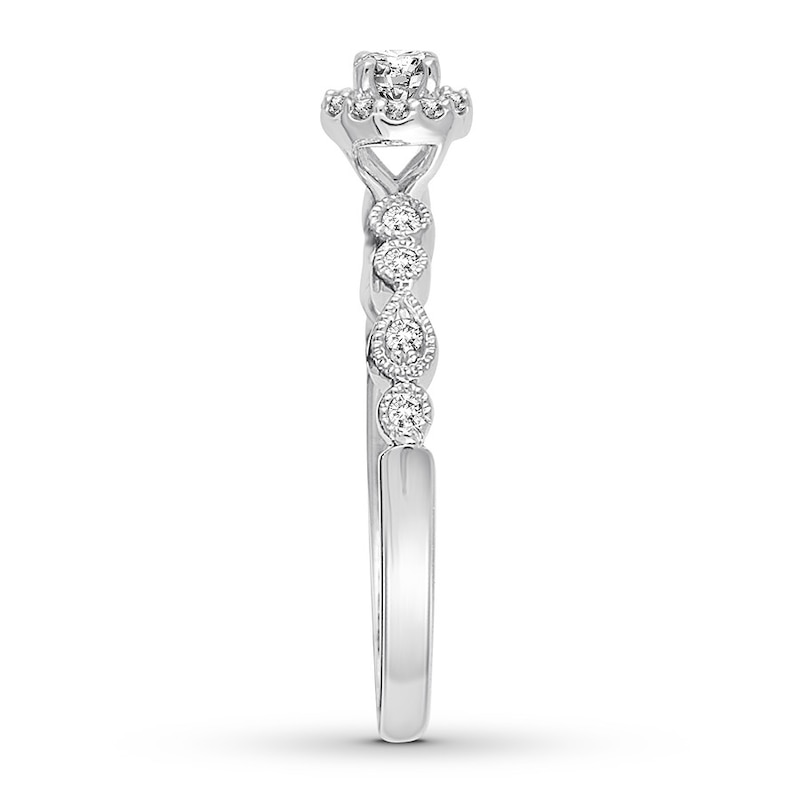 Previously Owned Diamond Engagement Ring 1/4 ct tw Round-cut 10K White Gold - Size 4.5