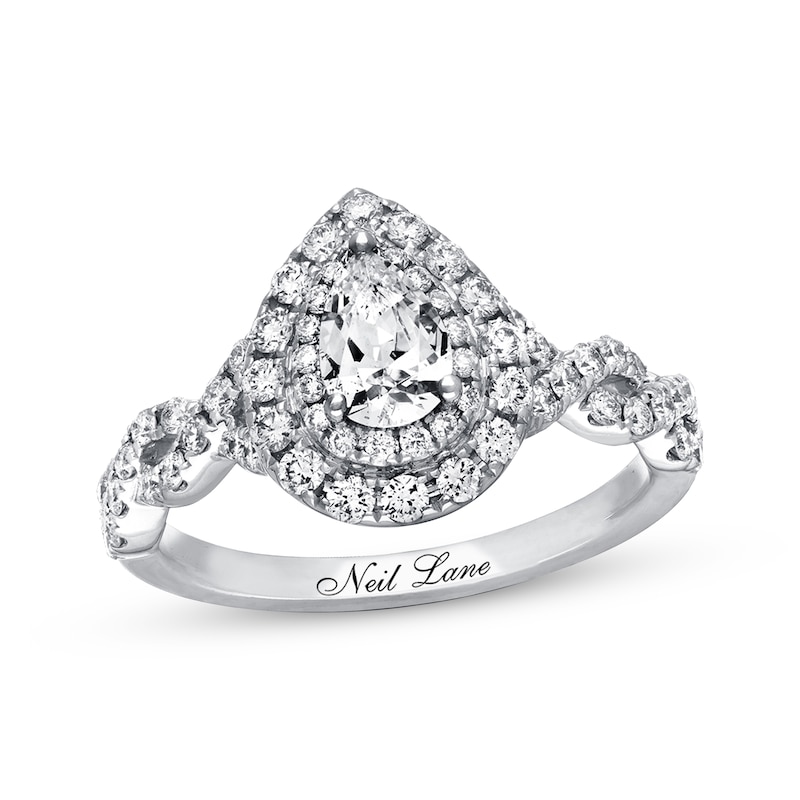 Main Image 1 of Previously Owned Neil Lane Engagement Ring 1-1/8 ct tw Pear & Round-cut Diamonds 14K White Gold Size 7.75