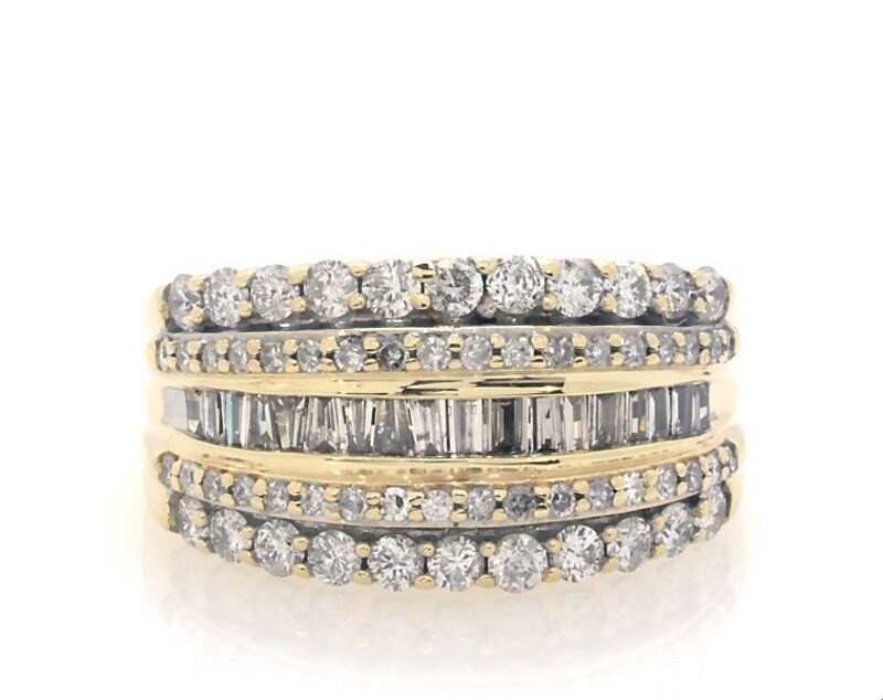 Main Image 1 of Previously Owned Diamond Ring 1 ct tw Round & Baguette 10K Yellow Gold Size 10