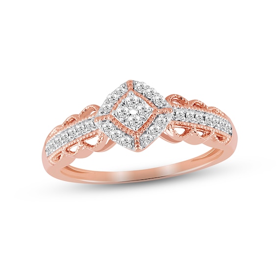 Previously Owned Diamond Ring 1/6 ct tw Round-cut 10K Rose Gold Size 10.25