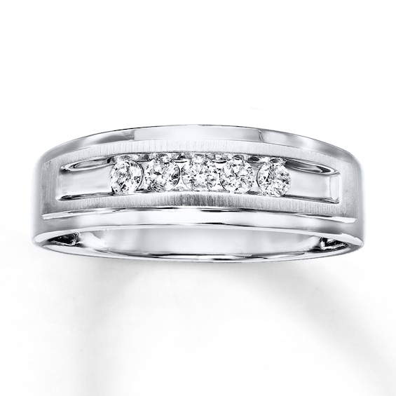 Previously Owned Men's Diamond Band 1/4 ct tw Round-cut 10K White Gold Size 13.75