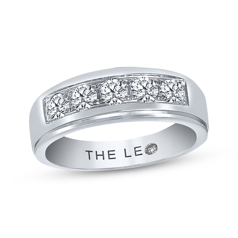 Main Image 1 of Previously Owned THE LEO Diamond Men's Band 1 ct tw Round-cut 14K White Gold - Size 7.5