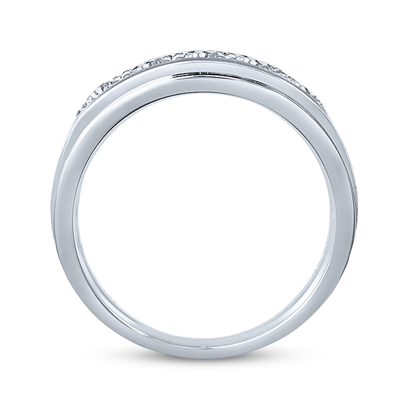 Main Image 2 of Previously Owned THE LEO Diamond Men's Band 1 ct tw Round-cut 14K White Gold - Size 7.5