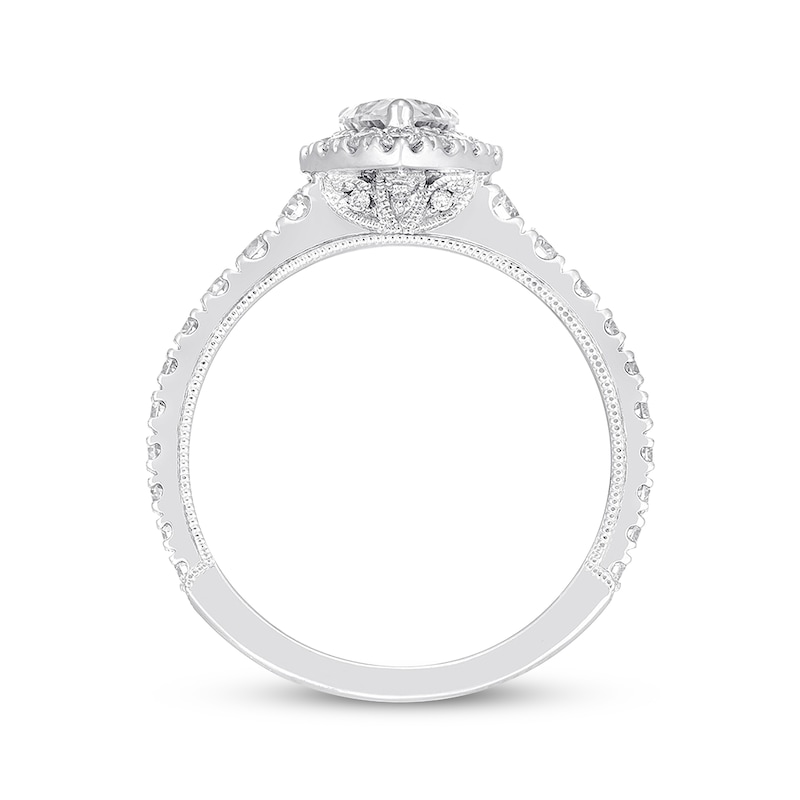 Previously Owned Neil Lane Premiere Diamond Engagement Ring 1-1/2 ct tw Pear & Round-cut 14K White Gold - Size 4.5