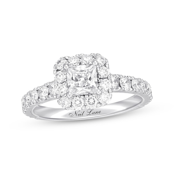 Previously Owned Neil Lane Premiere Diamond Engagement Ring 1-5/8 ct tw Princess & Round-cut 14K White Gold Size 5