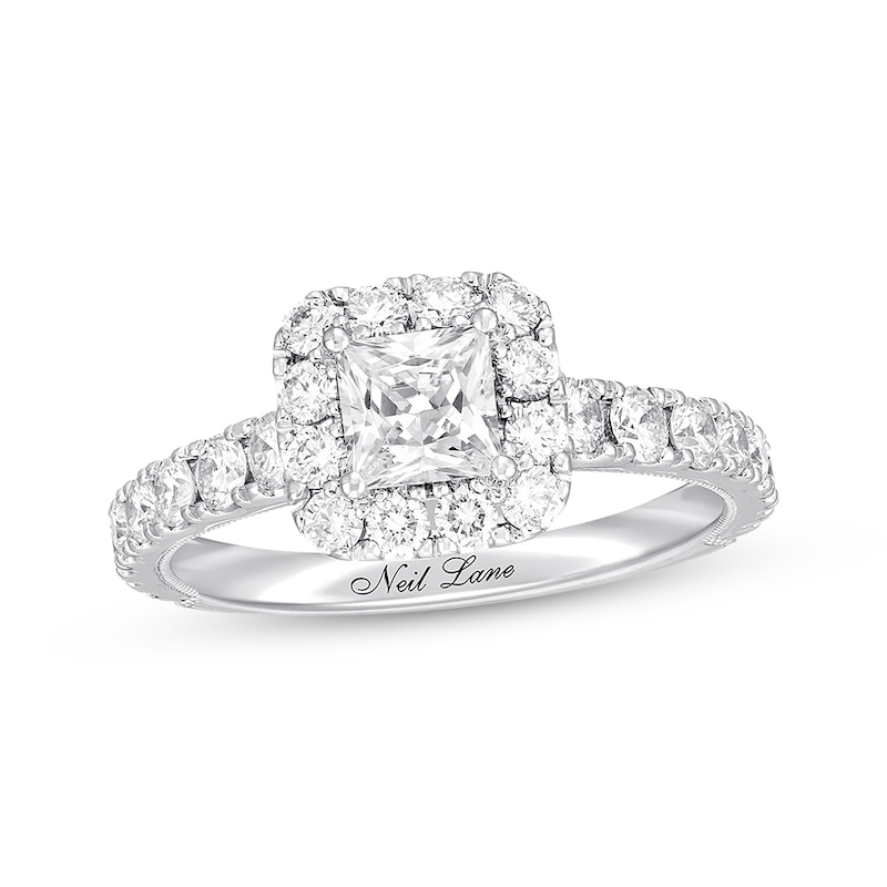 Main Image 1 of Previously Owned Neil Lane Premiere Diamond Engagement Ring 1-5/8 ct tw Princess & Round-cut 14K White Gold Size 5