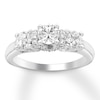 Thumbnail Image 1 of Previously Owned Three-Stone Diamond Ring 1-3/8 ct tw Round-cut 14K White Gold Size 4.25