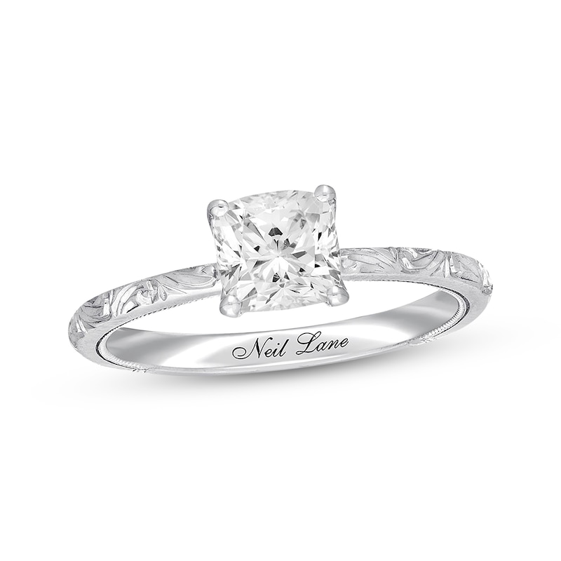 Main Image 1 of Previously Owned Neil Lane Diamond Solitaire Engagement Ring 1 ct tw Cushion & Round-cut 14K White Gold Size 5