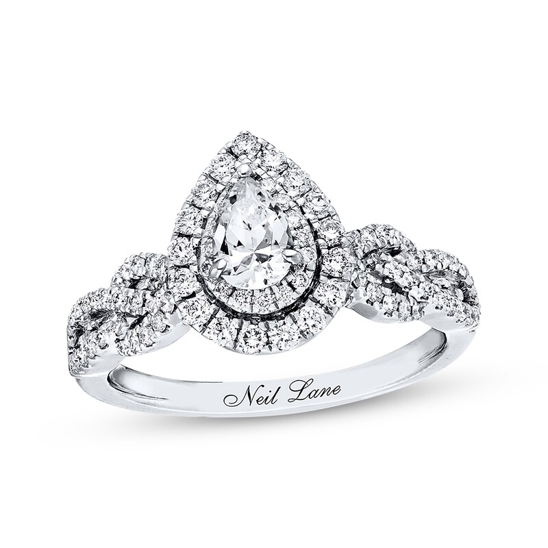 Main Image 1 of Previously Owned Neil Lane Bridal Ring 7/8 ct tw Pear & Round-cut Diamonds 14K White Gold - Size 4