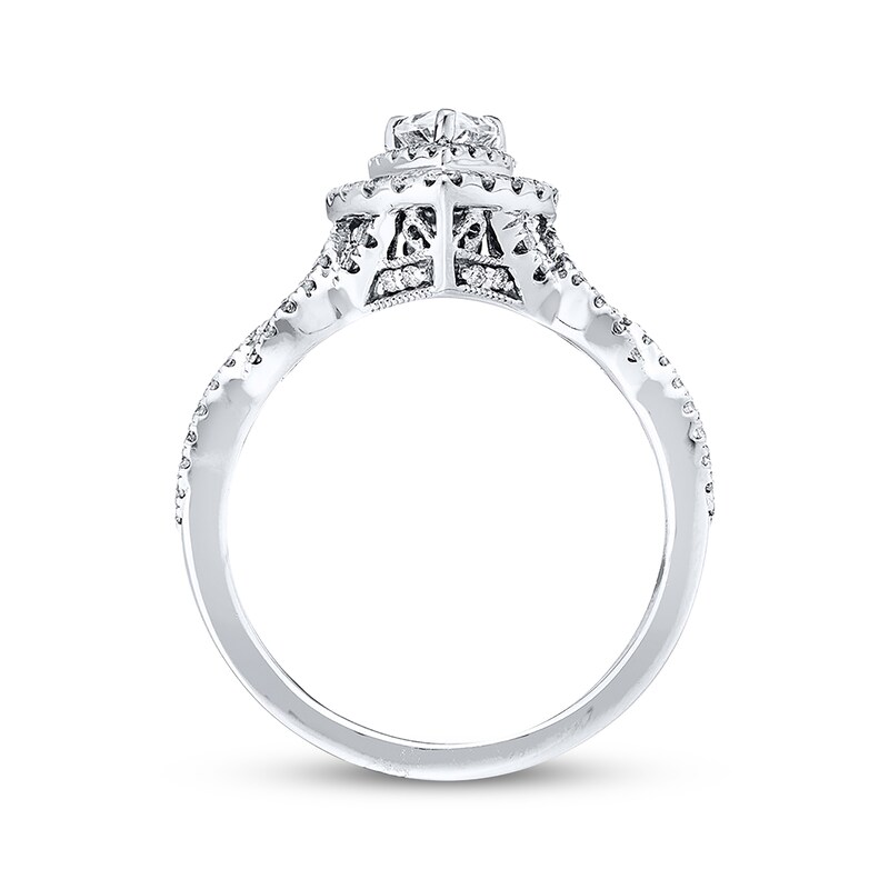 Main Image 3 of Previously Owned Neil Lane Bridal Ring 7/8 ct tw Pear & Round-cut Diamonds 14K White Gold - Size 4