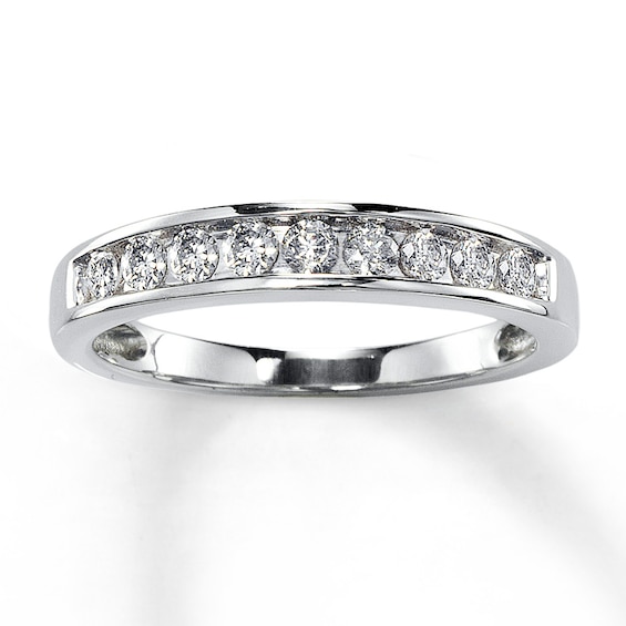 Previously Owned Wedding Band 3/8 ct tw Round-cut Diamonds 14K White Gold Size 9