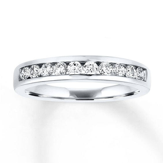 Previously Owned Diamond Wedding Band 1/2 ct tw Round-cut 14K White Gold Size 4.25