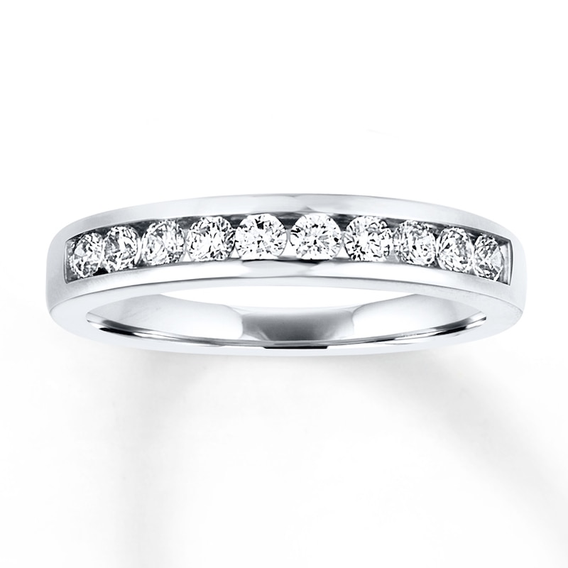 Main Image 1 of Previously Owned Diamond Wedding Band 1/2 ct tw Round-cut 14K White Gold - Size 4.25