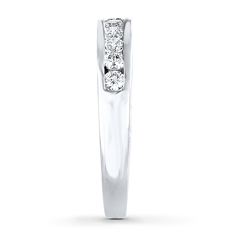 Main Image 3 of Previously Owned Diamond Wedding Band 1/2 ct tw Round-cut 14K White Gold - Size 4.25